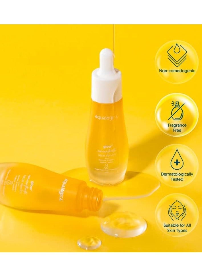 Aqualogica Glow Concentrate Vitamin C Face Serum with Hyaluronic Acid Vitamin C Papaya Glow Serum Skin Brightening Non Sticky 30ml
