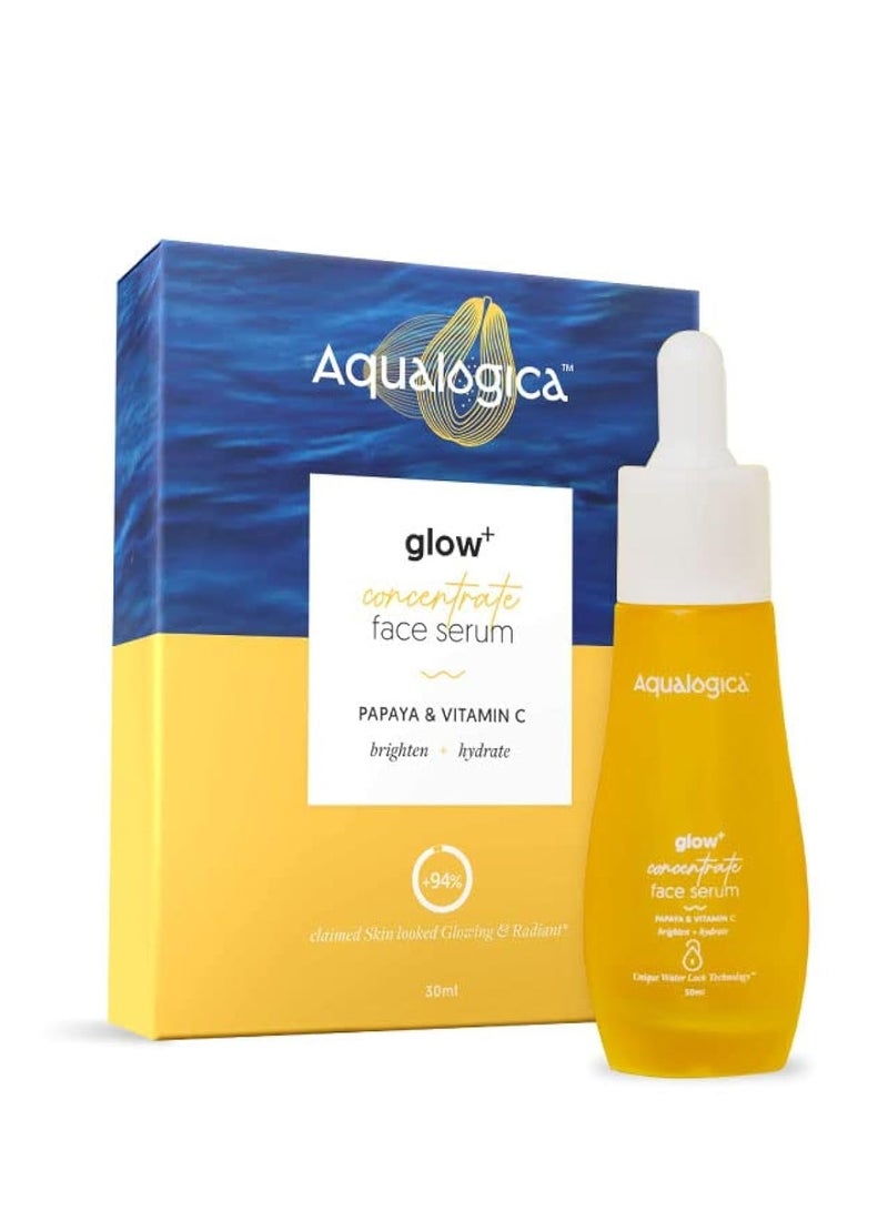 Aqualogica Glow Concentrate Vitamin C Face Serum with Hyaluronic Acid Vitamin C Papaya Glow Serum Skin Brightening Non Sticky 30ml