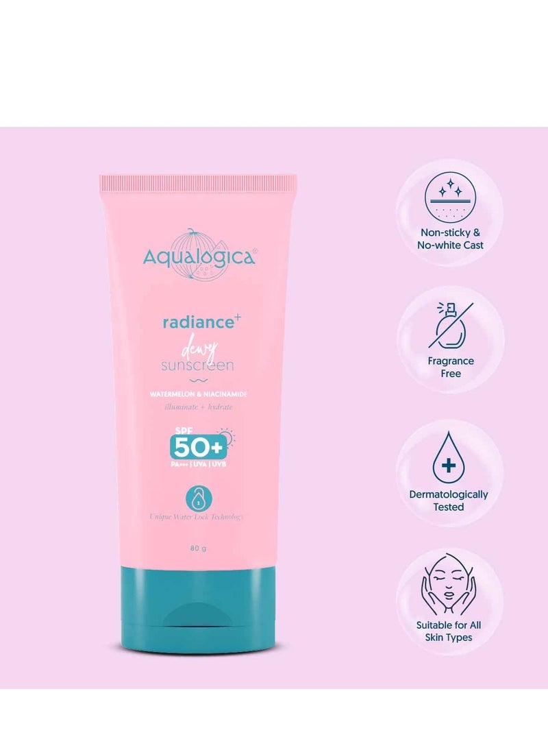 Aqualogica Dewy Sunscreen with Watermelon Niacinamide with SPF 50 80g