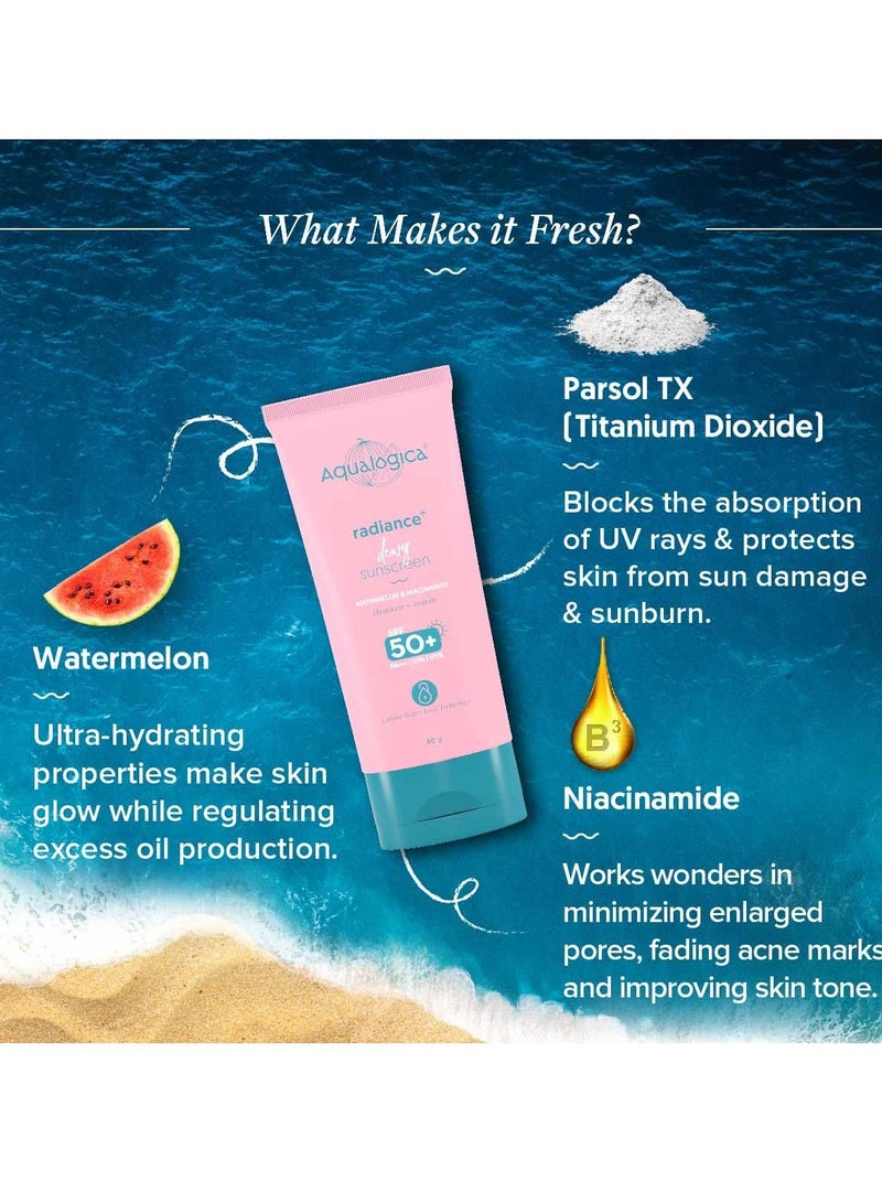 Aqualogica Dewy Sunscreen with Watermelon Niacinamide with SPF 50 80g