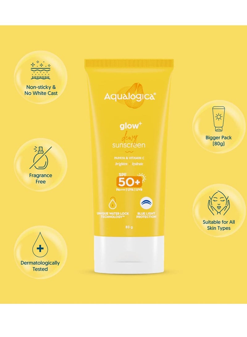 Aqualogica Lightweight Hydrating Sunscreen with SPF 50 for UVA B Blue Light Protection 80g