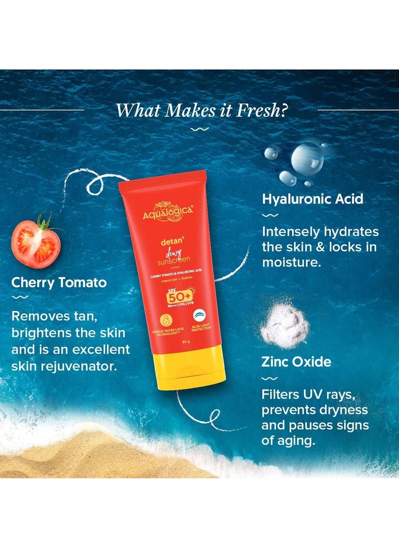 Aqualogica Dewy Sunscreen with Cherry Tomato Hyaluronic Acid 80g