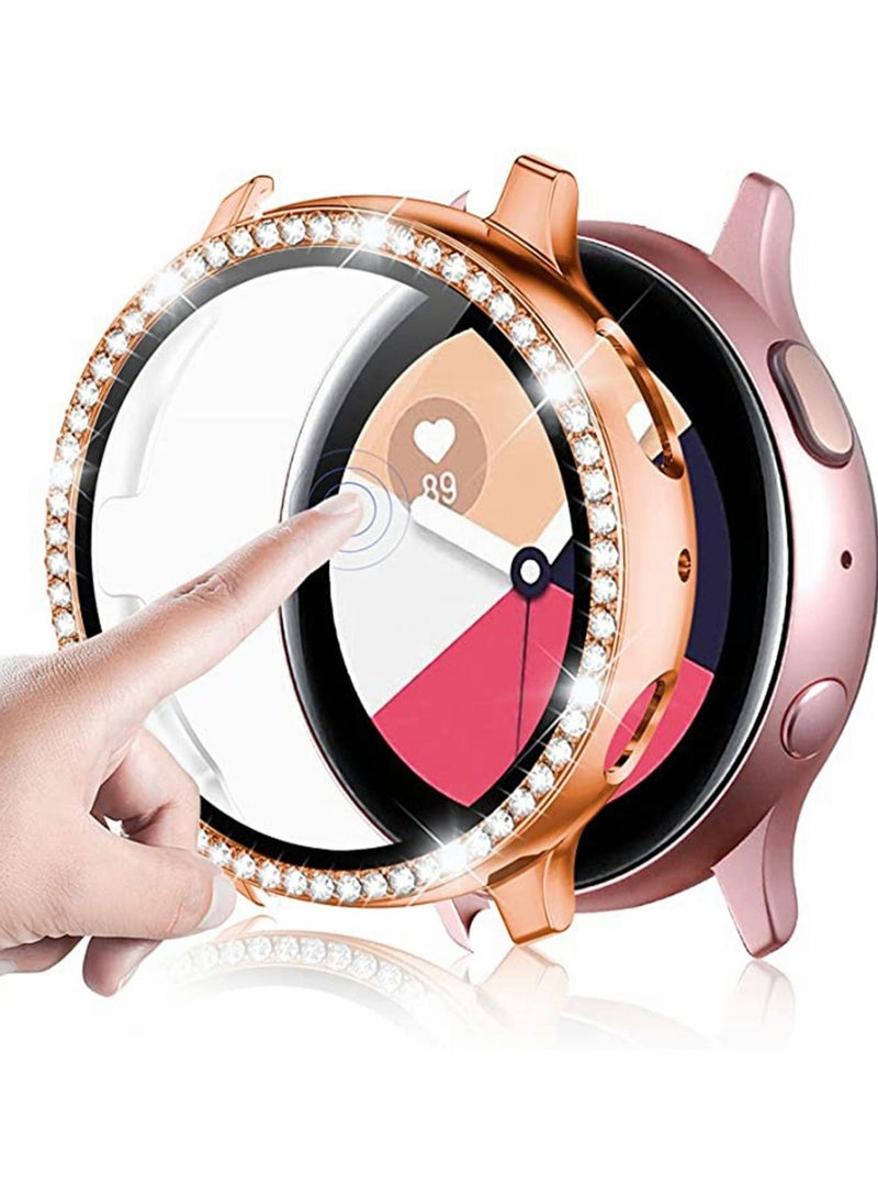Compatible for Samsung Galaxy Watch Active 2 Screen Protector 44mm Crystal Diamonds Design for Women Girl Full Protective Bumper with HD Screen