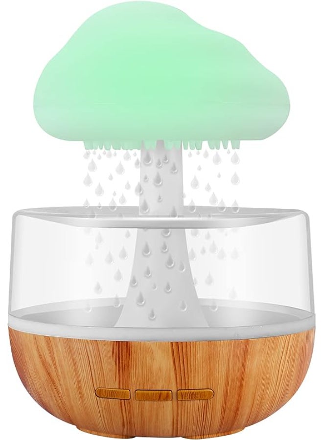 V2COM Raining Cloud Night Light Aromatherapy Essential Oil Diffuser Micro Humidifier Desk Fountain Bedside Sleeping Relaxing Mood Water Drop Sound (White)