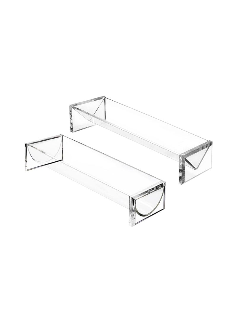 Clear Cracker Serving Tray, Acrylic Dessert Table Display Transparent Macaron Rectangular Holder Biscuit Dish for Party Wedding Home Events, 2PCS