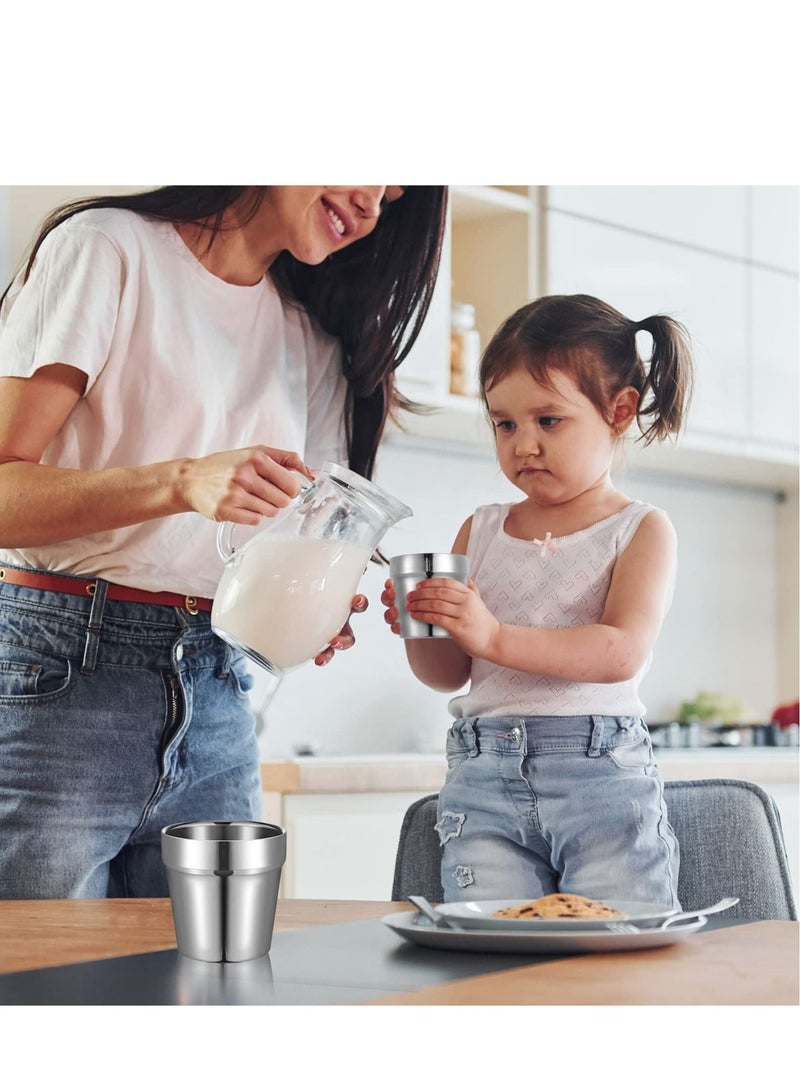 Metal Cups for Toddlers Kids 6 Pcs Stainless Steel Insulated Tumblers Children Cup Double Wall Vacuum Mug Preschoolers Drinking Training Camping Traveling