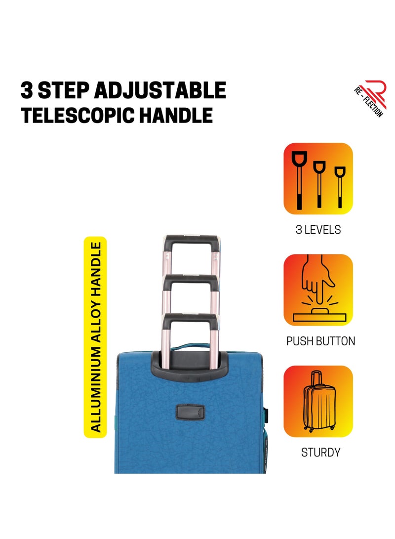 Reflection 28 Inch Crinkle Carryon Suitcase Lightweight Vertical Series Travel Soft Luggage Trolley with 121L Storage Capacity and 4 Spinner Wheels Teal Blue