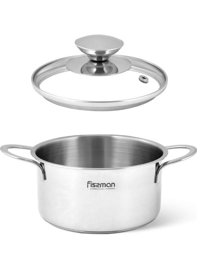 Stainless Steel Saucepot with Glass Lid Silver 14x6cm