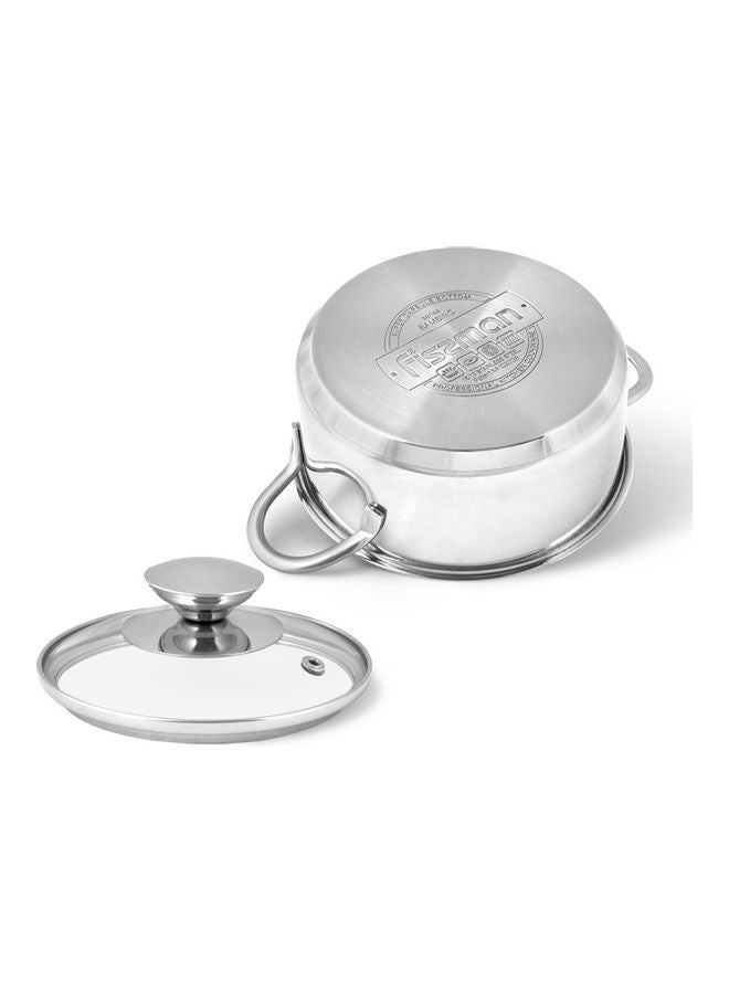 Stainless Steel Saucepot with Glass Lid Silver 14x6cm