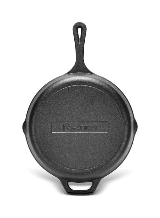 Cast Iron Frying Pan With Helper Handle Black 5.4 x 26cm