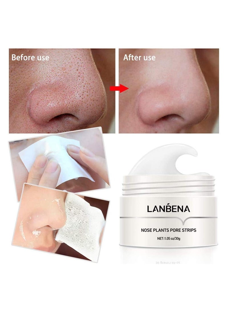Lanbena Nose Plants Pore Strips 30G 60Pcs  Pore Treatment Serum Shrink Pores 2 Piece Set