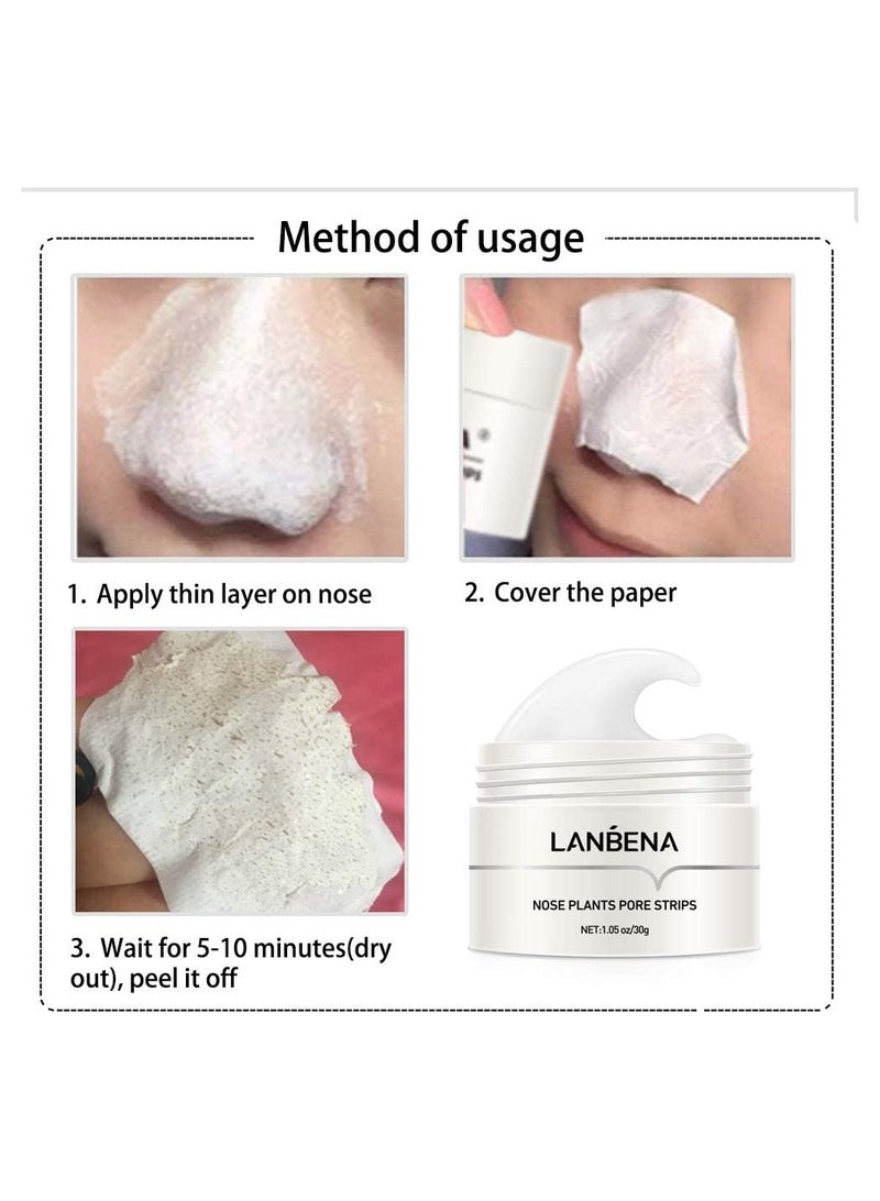 Lanbena Nose Plants Pore Strips 30G 60Pcs  Pore Treatment Serum Shrink Pores 2 Piece Set