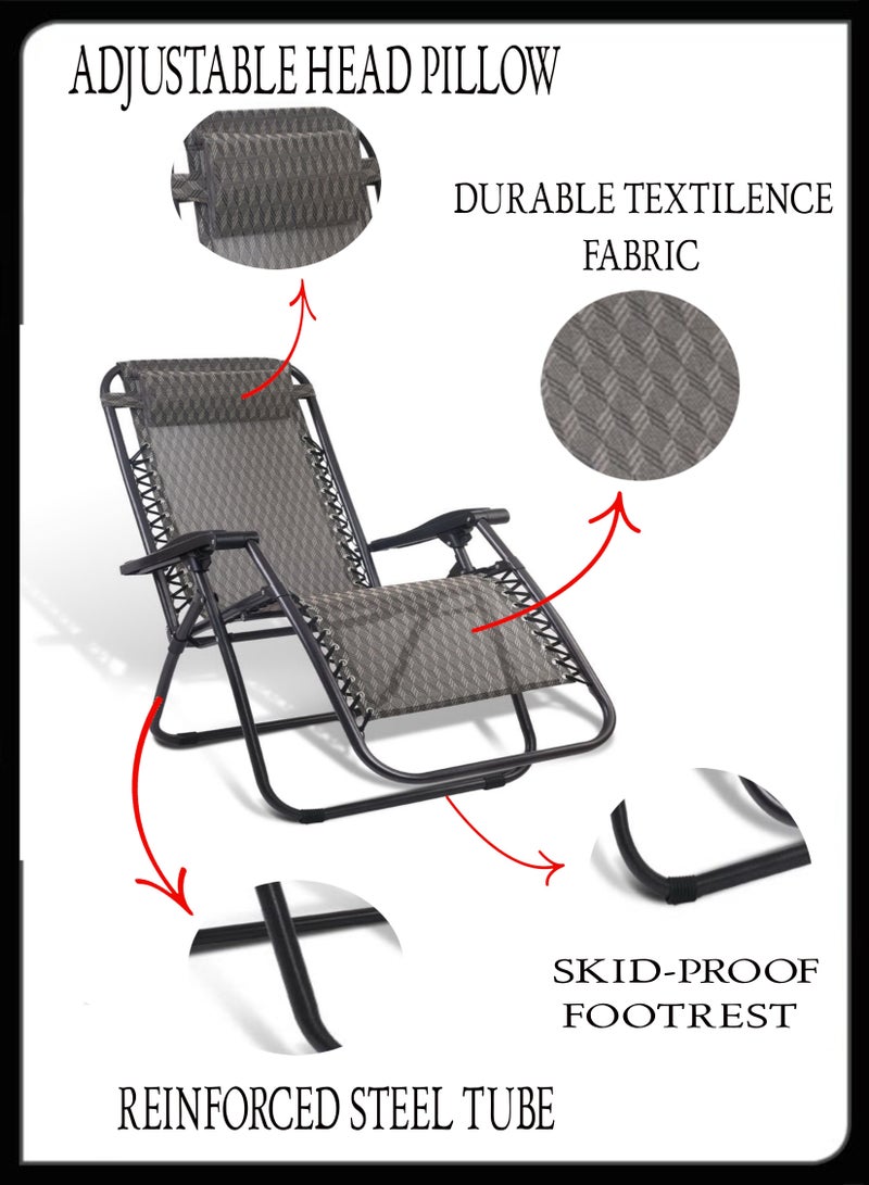 Outdoor zero gravity folding recliner chair with premium fabric weather resistant sun lounger steel tube non slip foot rest and and adjustable headrest to provide you with total comfort for outdoor