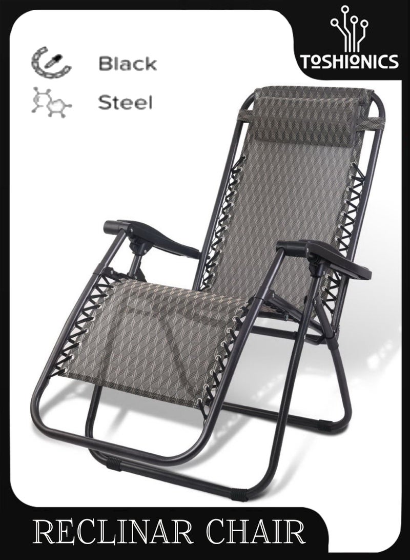 Outdoor zero gravity folding recliner chair with premium fabric weather resistant sun lounger steel tube non slip foot rest and and adjustable headrest to provide you with total comfort for outdoor