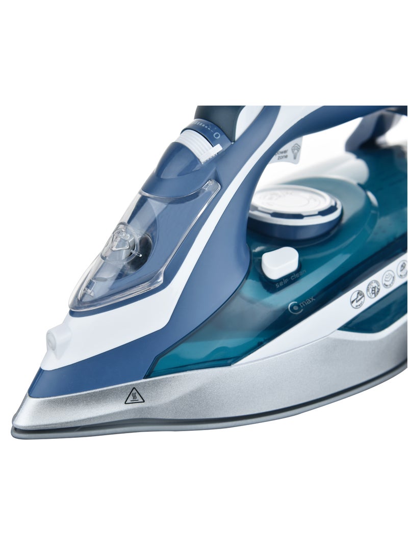 Multifunctional Steam Iron For Crisp Clothes - Ceramic Coated Soleplate | Steam/Burst Steam/Spray/Dry Function With Overheat Protection & Self-Cleaning Feature 450 ml 3000 W SI-5082C Blue/Silver