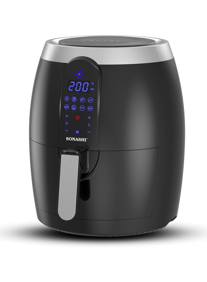 Digital Air Fryer With 3.5L Capacity | 8 Auto-Cook Menu Functions for Oil-Free Cooking | LED Display-Touch Screen with 50-200C Temperature Control | Air Fryer 3.5 L 1400 W SAF-350 Black