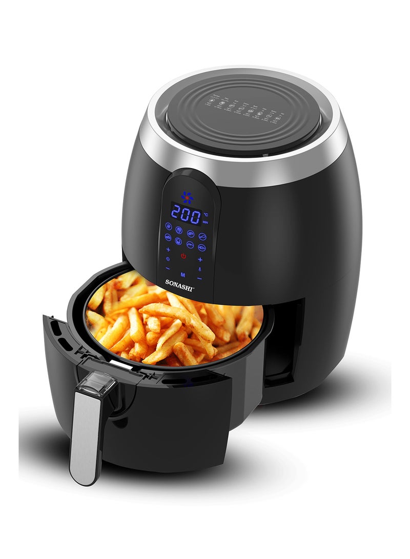 Digital Air Fryer With 3.5L Capacity | 8 Auto-Cook Menu Functions for Oil-Free Cooking | LED Display-Touch Screen with 50-200C Temperature Control | Air Fryer 3.5 L 1400 W SAF-350 Black