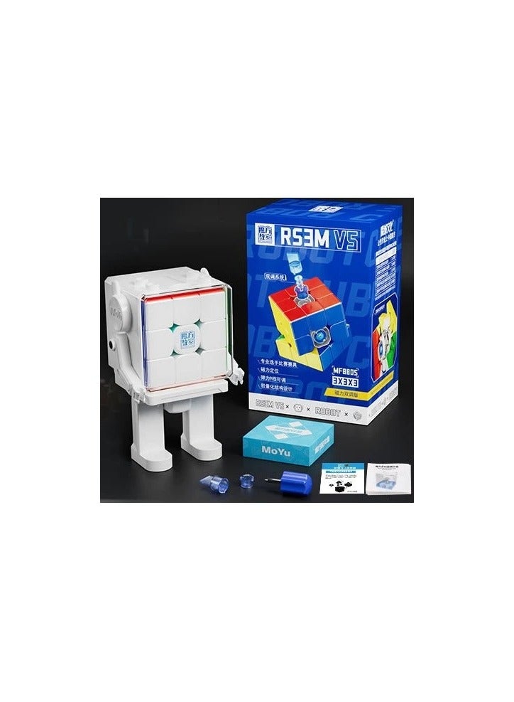 MoYu RS3M V5 3x3 Speed Cube Stickerless Magnetic Ball Core UV with Robot Box