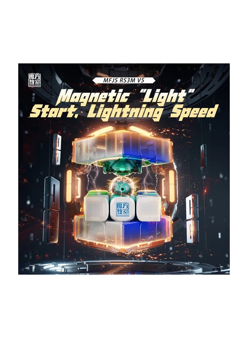 MoYu RS3M V5 3x3 Speed Cube Stickerless Magnetic Ball Core UV with Robot Box