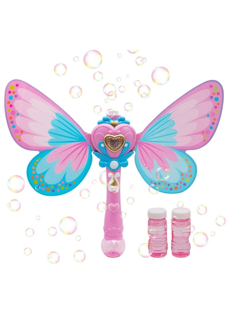 Magic Bubble Wand Blower Musical Light Up Butterfly Fairy Stick Bubbles Marker Toy for Kids Party Wedding Outdoor Activity Bubble Machine with 2 Bottle Bubbles Refill
