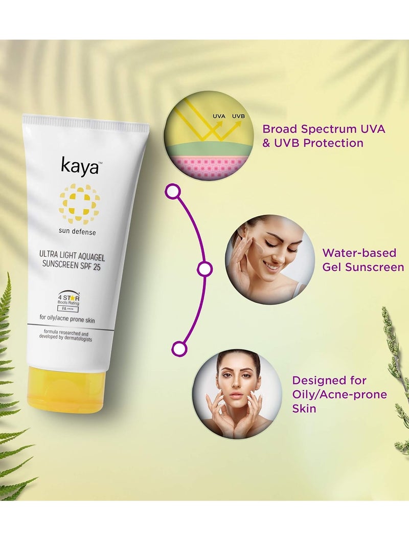 Kaya Clinic Ultra Light Aquagel Sunscreen Gel With SPF25 50ml Fragrance Free For Oily Acne Prone Skin