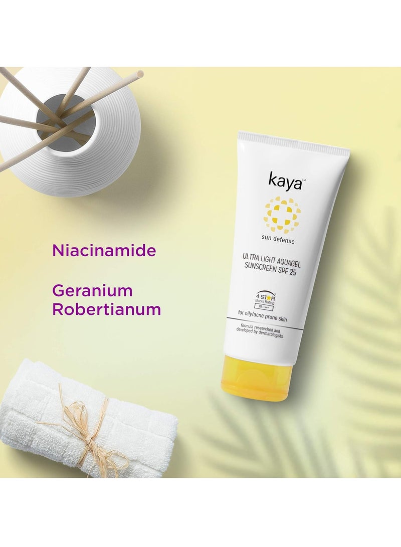 Kaya Clinic Ultra Light Aquagel Sunscreen Gel With SPF25 50ml Fragrance Free For Oily Acne Prone Skin