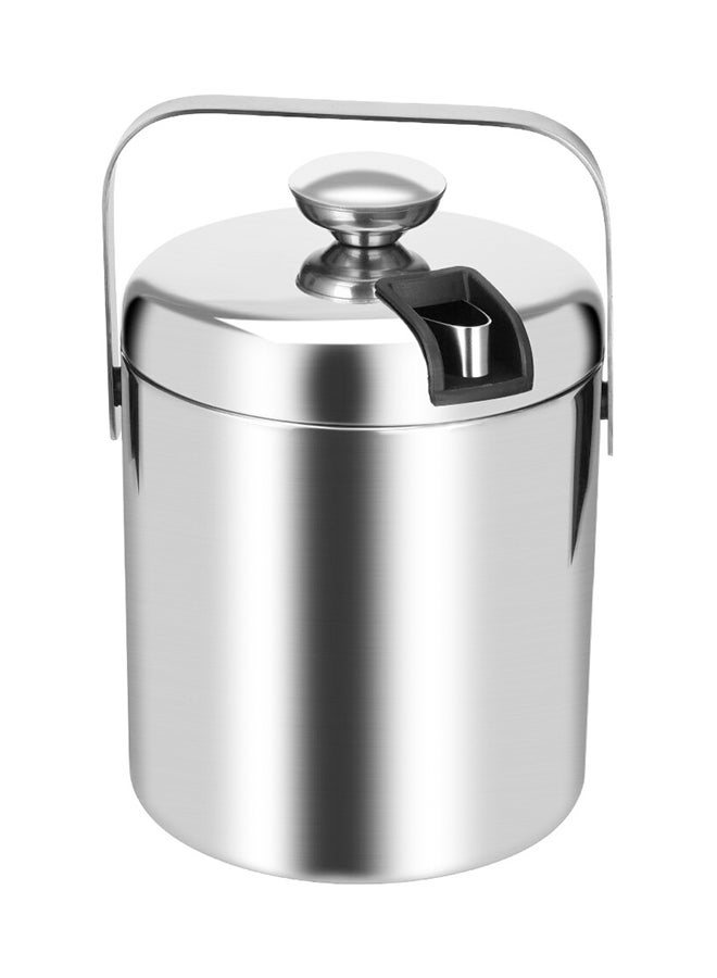 Stainless Steel Ice Bucket With Tong Silver 1Liters
