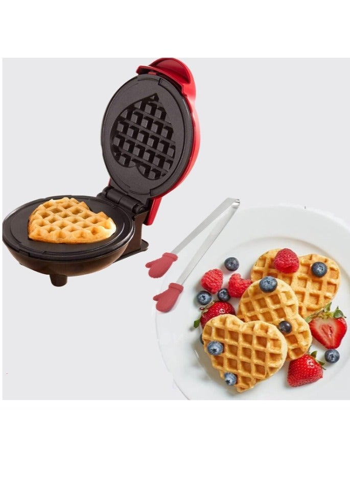 Waffle Maker heart shape For Individual Waffles With Easy To Clean, Non-Stick Surfaces, 4-Inch 350 W