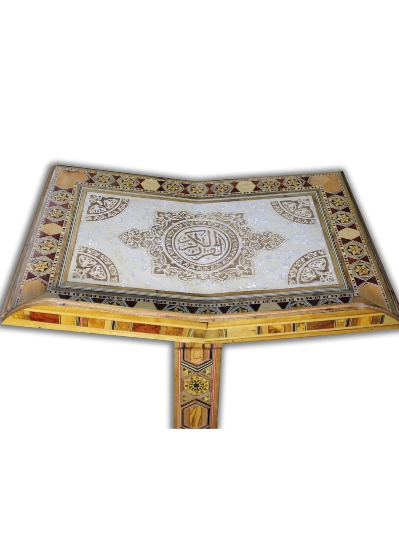 Decorated Quran Stand with Traditional Damascus Mosaic Patterns