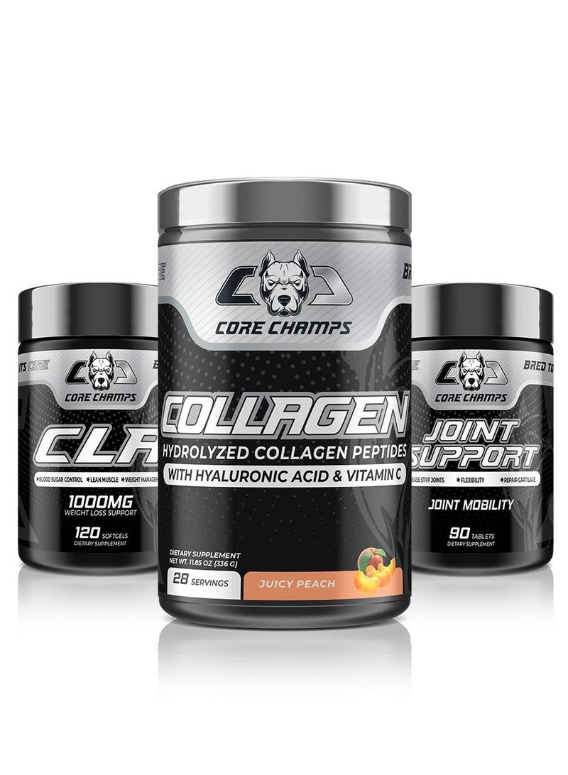 Cor Champs Bundle - Cla 1000Mg 120Sgel/120Sv + Collagen Juicy Peach 28Sv + Joint Support 90Tab/30Sv
