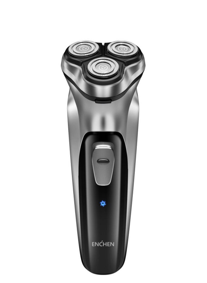 ENCHEN Electric Razor for Men, Silver Men’s Electric Shavers Rotary Replacement/Waterproof/Rechargeable, Electric Shaver for Men Cordless Floating Head Replaceable Blades, Portable Travel Razor Idea M