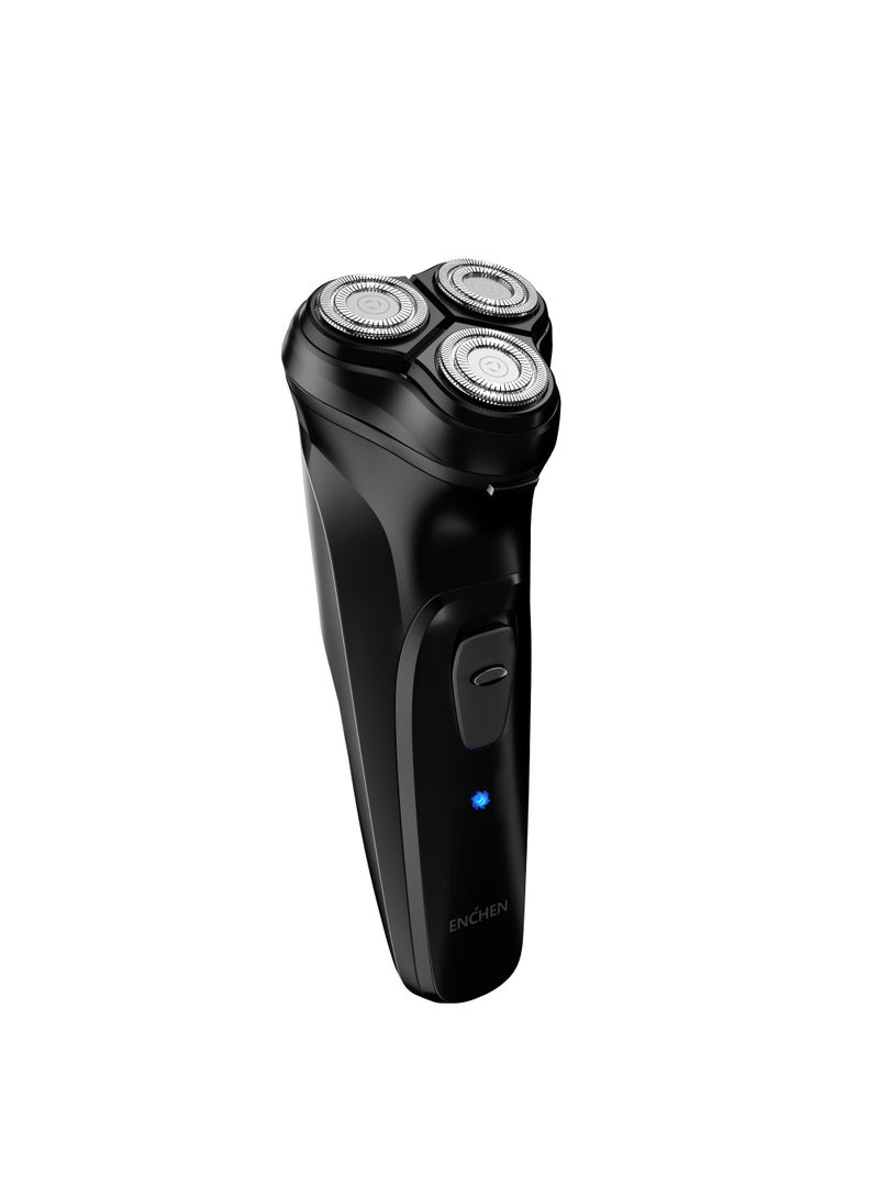 ENCHEN Blackstone Electric Shaver with Pop-up Trimmer for Men, 3D Floating Head, 5W Power, Rechargeable Rotary Razor, 90mins Runtime, 1-Hour Fast USB Type-C Charging
