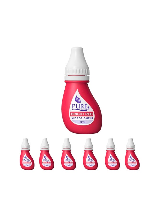 Spmu Pigment Semipermant Medical Grade -Spmu Ink - No Mixing Lip Pigment For Shading Stroke Bright Red 3Ml X 6 Bottles
