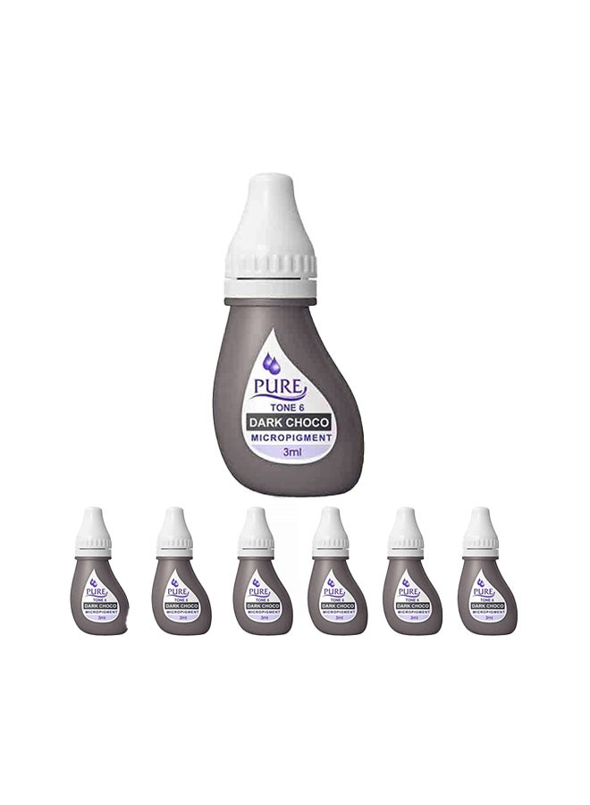 Spmu Pigment Semipermant Medical Grade -Spmu Ink - No Mixing Lip Pigment For Shading Stroke Dark Chocolate 3Ml X 6 Bottles