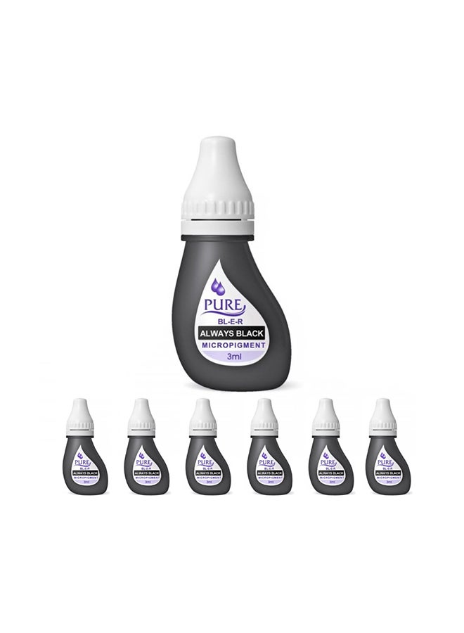 Micro Pigments For Eyebrow Lash No Mixing Eyebrow Pigment For Shading Hair Stroke Black 3Ml X 6 Bottles