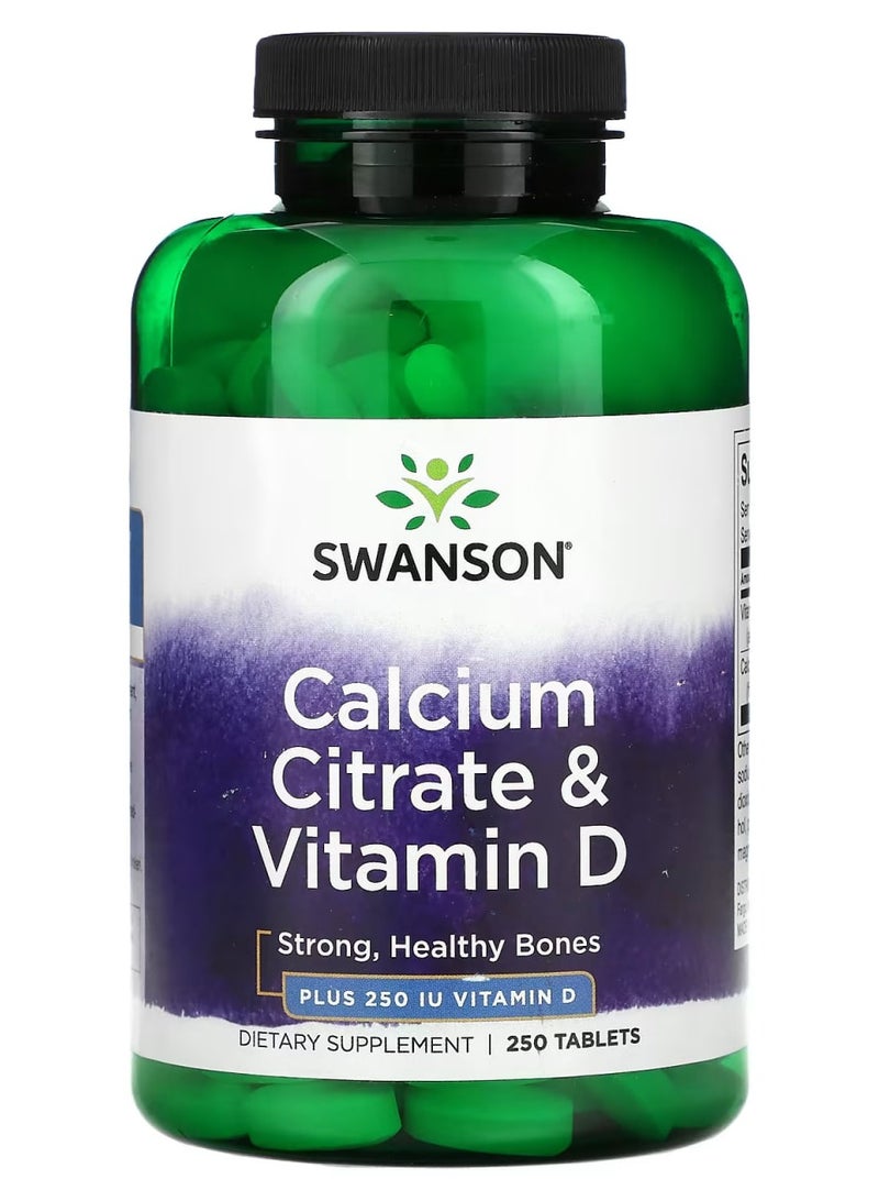 Calcium Citrate & Vitamin D, 250 Tablets