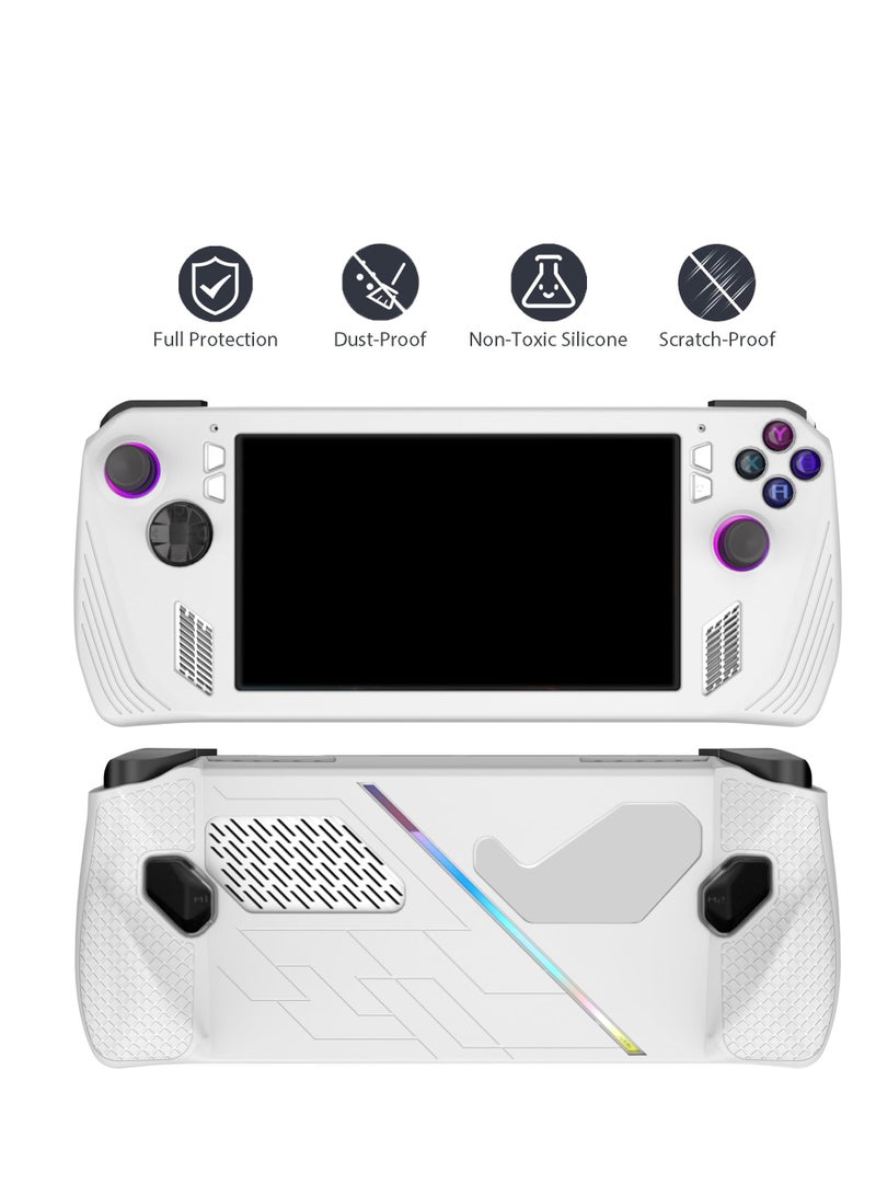 Protective Case for Rog Ally, Silicone Case with Kickstand, Compatible with ROG Ally Gaming Handheld, Protective Cover Skin Shock-Absorption and Anti Scratch, Anti Slip (White)