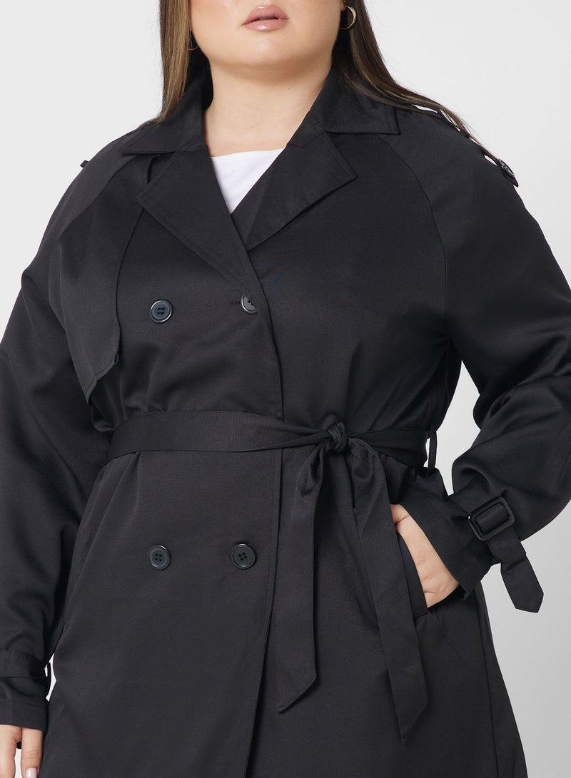 Button Down Pocket Detail Trench Coat