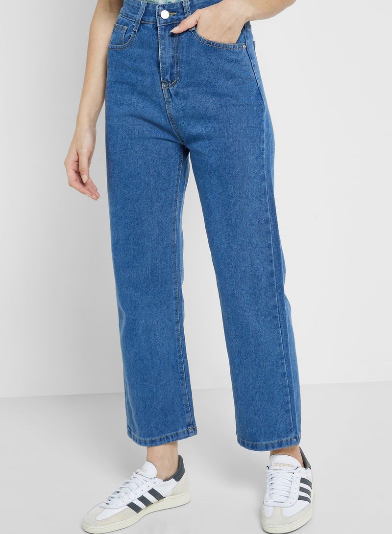 Straight Fit Cropped Jeans