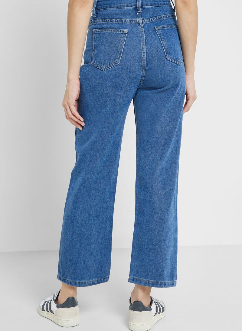 Straight Fit Cropped Jeans