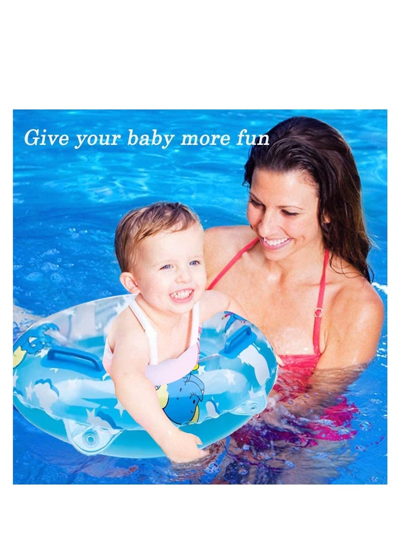 SYOSI Baby Swimming Float Inflatable Floatie Raft with Handle Safety Seat Children Waist Float Ring Kids Water Bathtub Beach Party Toys Toddler Swim Ring for 3-36 Months