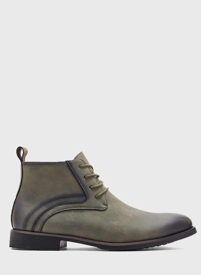 Casual Lace Up Welted Boots