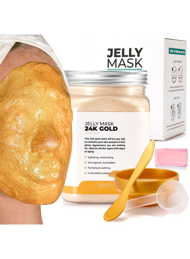 Peeloff 24K Gold Jelly Mask For Face Care A 23 Fl Oz Rubber Mask Jar For 30 To 35 Treatments A Skin Care Moisturizing Gel Mask Of Spa Set For Men Women And Adults