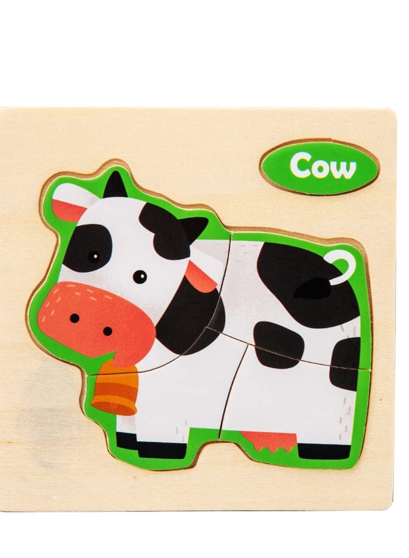 Animal Puzzles, Intelligence Puzzles for Baby Kids, Learning Educational Toys, Animal Puzzles Toy for 6-12 Month, Cow