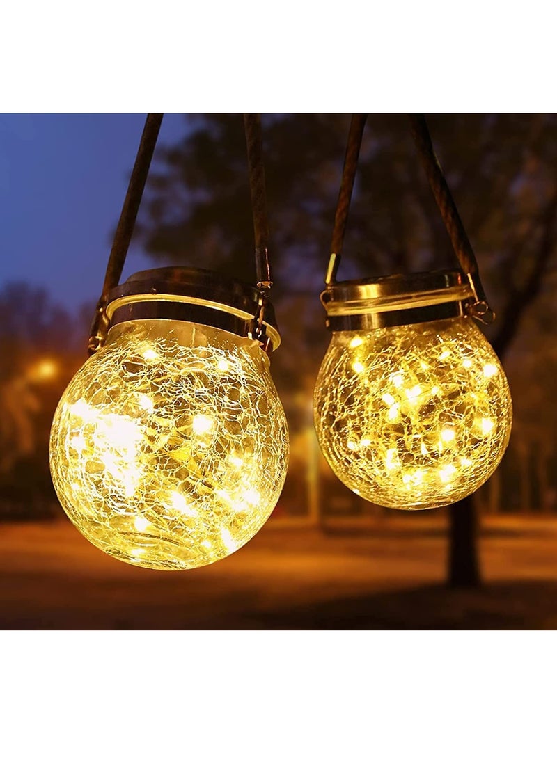 Solar Lantern, Outdoor Lanterns with 20LED Waterproof Lights Garden Decor Patio Decorative Backyard Hanging (2 Pack)