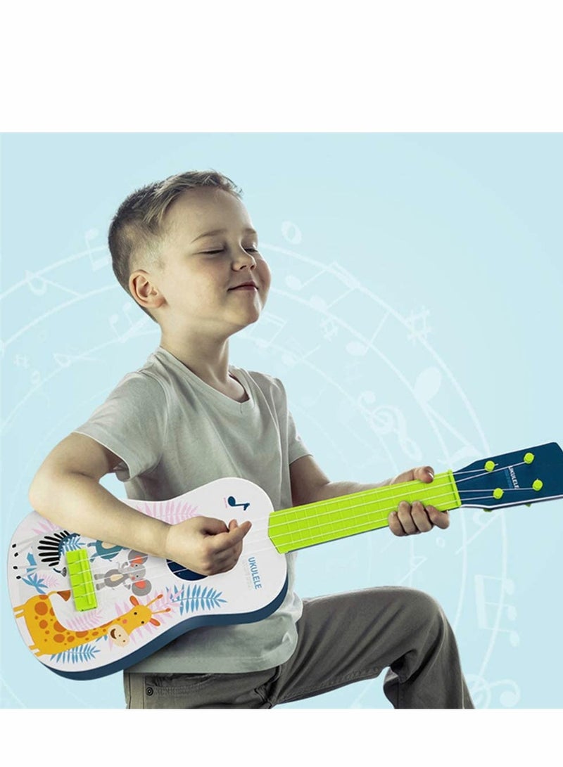 Kids Guitar Beginner Ukulele 23.5 Inch Musical Instrument with Vibrant Sound, Learning Educational Toys Cartoon Animal Pattern Mini Musical Toy for Boys Girls Kids Guitar Party Favor