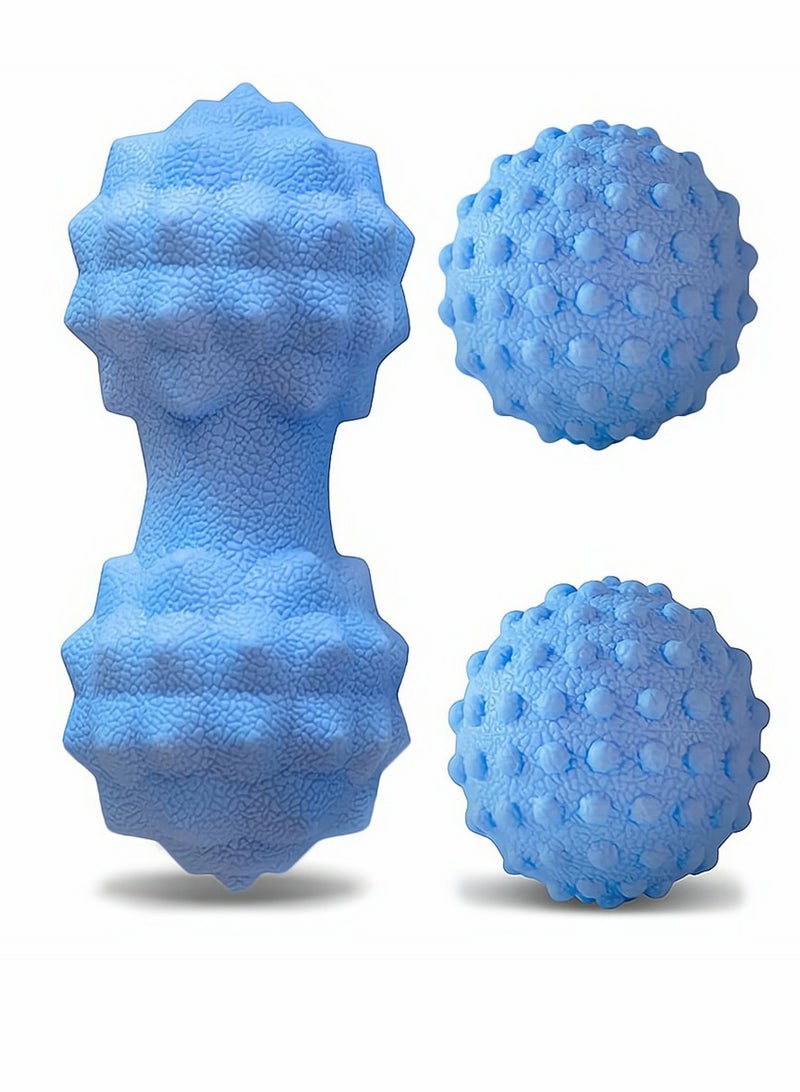 Massage Ball, Lacrosse Yoga Massage Therapy Ball, Double Massage Ball Roller for Deep Tissue, Trigger Point Therapy, Myofascial Release, Muscle Knots, Muscle Tension Sore, Blue
