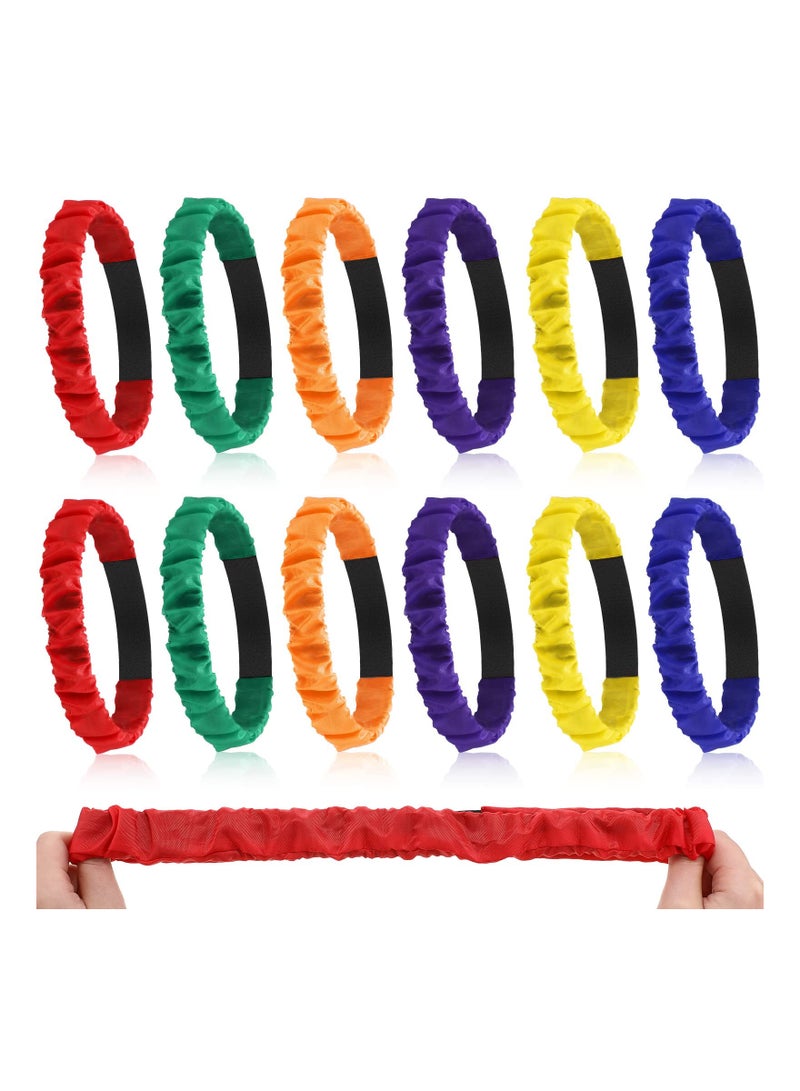 Legged Race Bands Colorful Elastic Tie Rope, 12pcs for Birthday Relay Race Game Carnival Field Day Backyard Indoor Outdoor Team Building Game Party Supplies