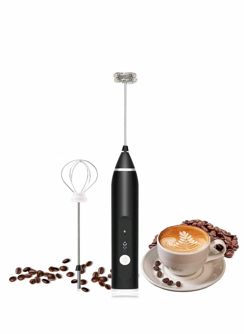 Milk Frother Coffee Electric Whisk with USB Rechargeable Three-Speed Force Adjustment Bubbler 2 in 1 Perfect for Latte Cappuccino