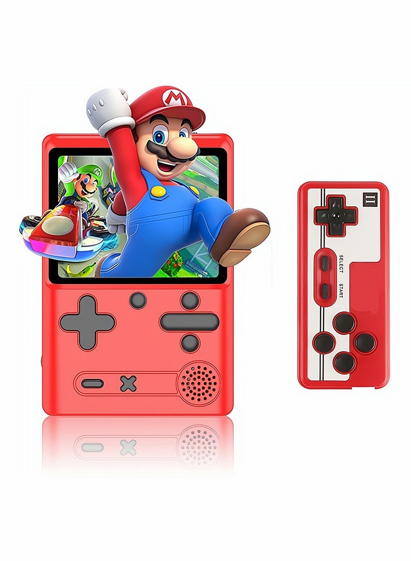 Retro Handheld Game Console with 500 Classical FC Games 3.0 Inches Screen Portable Video Game Consoles Handheld Video Games Support for Connecting TV and Two Players, Red